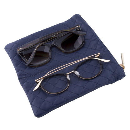 Navy Quilted Lamb Eyewear Case