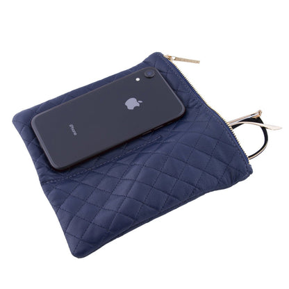 Navy Quilted Lamb Eyewear Case