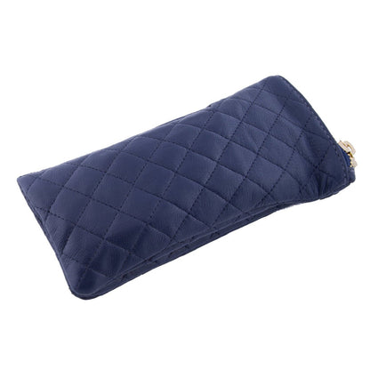 Navy Quilted Lamb Eyewear Case